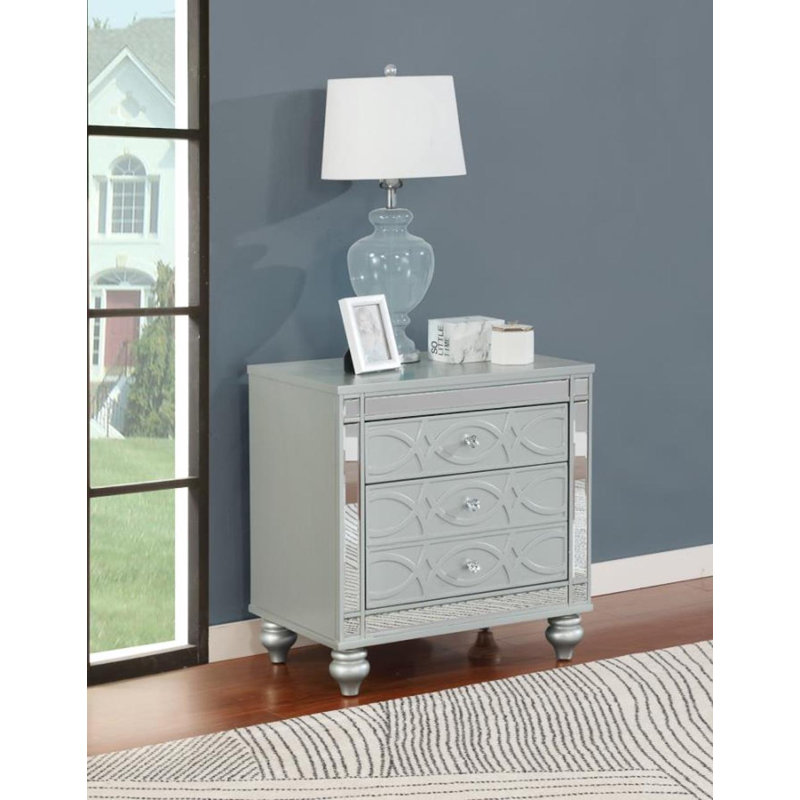 Rosdorf Park Cardiff 2 Drawer Nightstand in Silver Wayfair